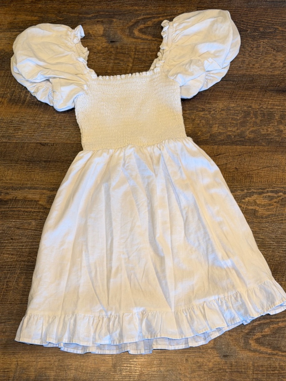 Show Me Your MuMu White Puff Sleeve Smocked Sundress